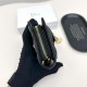 Dior Cannage Quilted Leather Luxury Card Holder with Gold-toned D.I.O.R. Charm (Black)