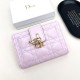 Dior Cannage Quilted Leather Luxury Card Holder with Gold-toned D.I.O.R. Charm (Pink)