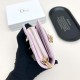 Dior Cannage Quilted Leather Luxury Card Holder with Gold-toned D.I.O.R. Charm (Pink)