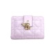Dior Cannage Quilted Leather Luxury Card Holder with Gold-toned D.I.O.R. Charm (Pink)