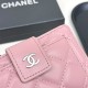Chanel Pink Quilted Leather Luxury Card Holder – Silver-toned CC Logo (7+ Card Slots & Zip Pocket)