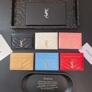 YSL Gold-toned Logo Luxury Card Holder – V-Stitch Leather (5 Card Slots)