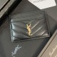 YSL Gold-toned Logo Luxury Card Holder – V-Stitch Leather (5 Card Slots)