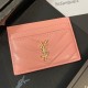 YSL Gold-toned Logo Luxury Card Holder – V-Stitch Leather (5 Card Slots)