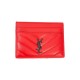 YSL Solid Color Logo Luxury Card Holder – V-Stitch Leather (5 Card Slots)