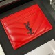 YSL Solid Color Logo Luxury Card Holder – V-Stitch Leather (5 Card Slots)
