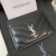 YSL Silver-toned Logo Luxury Card Holder – V-Stitch Leather (5 Card Slots)