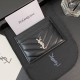 YSL Silver-toned Logo Luxury Card Holder – V-Stitch Leather (5 Card Slots)