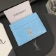 YSL Silver-toned Logo Luxury Card Holder – V-Stitch Leather (5 Card Slots)