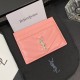 YSL Silver-toned Logo Luxury Card Holder – V-Stitch Leather (5 Card Slots)