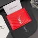 YSL Silver-toned Logo Luxury Card Holder – V-Stitch Leather (5 Card Slots)