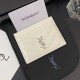 YSL Silver-toned Logo Luxury Card Holder – V-Stitch Leather (5 Card Slots)