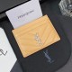 YSL Silver-toned Logo Luxury Card Holder – V-Stitch Leather (5 Card Slots)