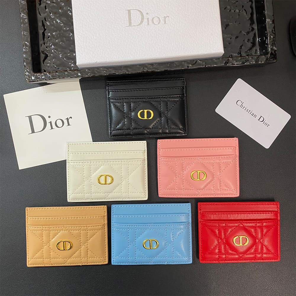 Dior Cannage Quilted Leather Luxury Card Holder – Gold CD Logo (5 Card Slots)