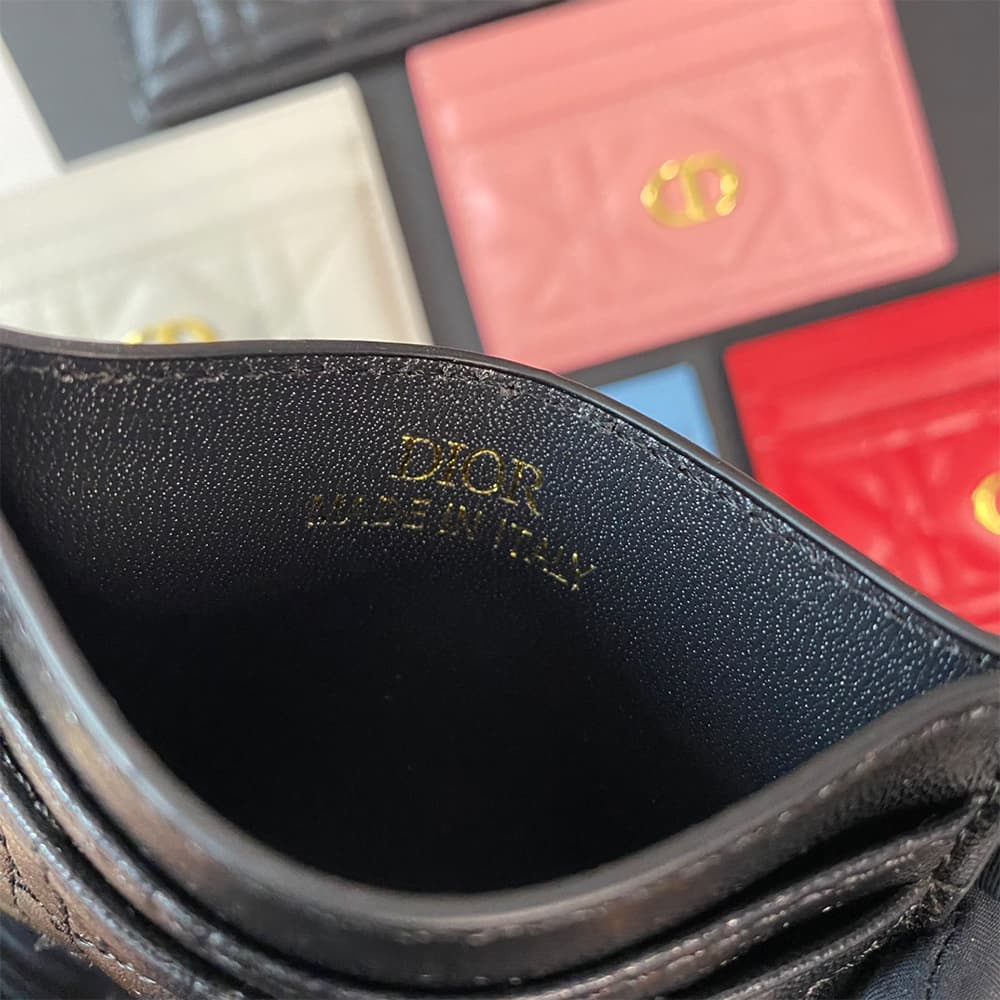 Dior Cannage Quilted Leather Luxury Card Holder – Gold CD Logo (5 Card Slots)