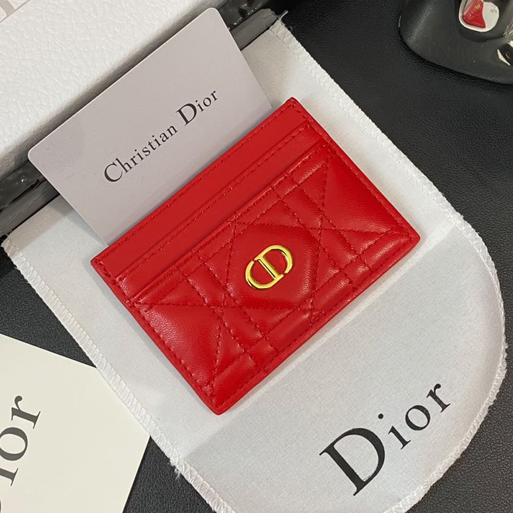 Dior Cannage Quilted Leather Luxury Card Holder – Gold CD Logo (5 Card Slots)