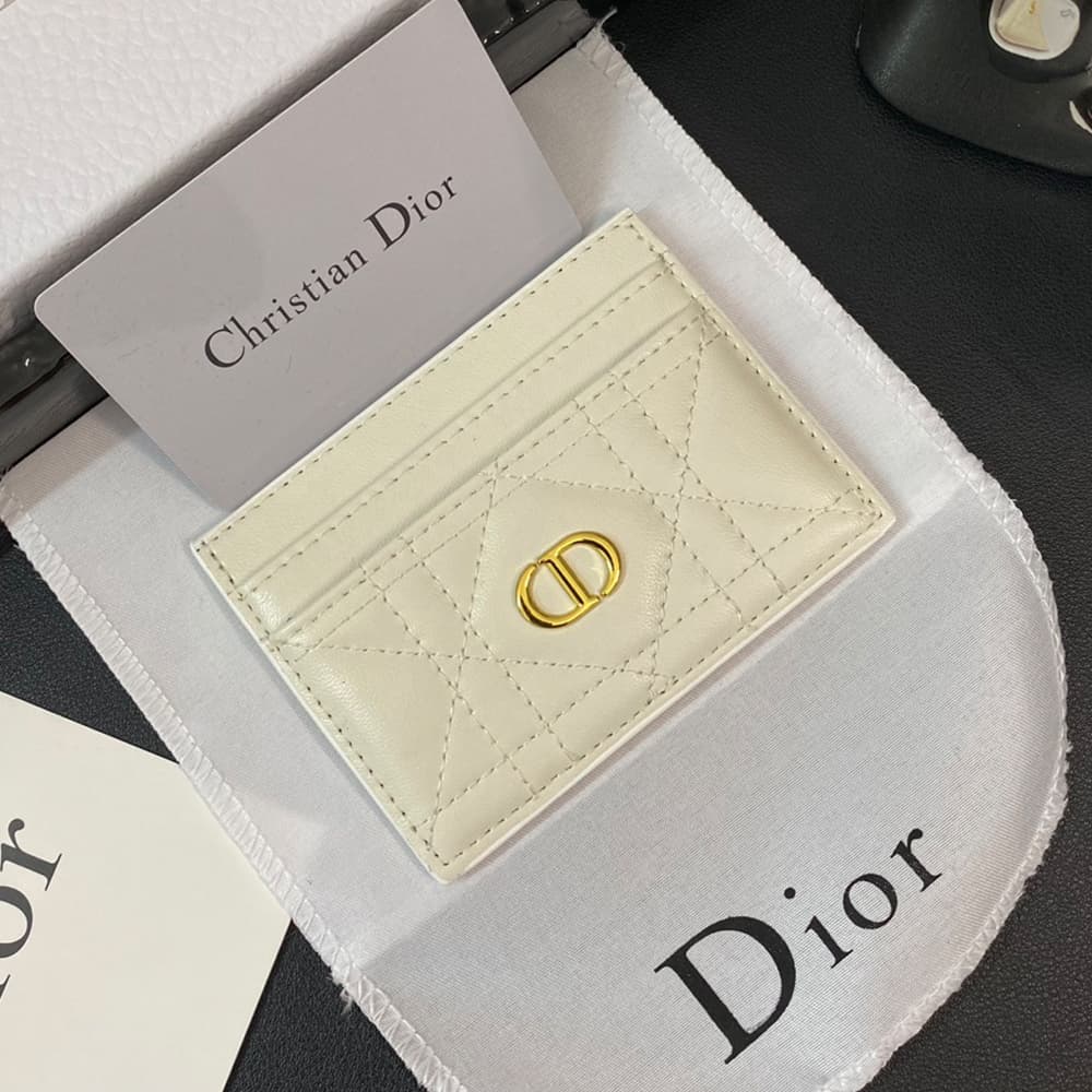 Dior Cannage Quilted Leather Luxury Card Holder – Gold CD Logo (5 Card Slots)