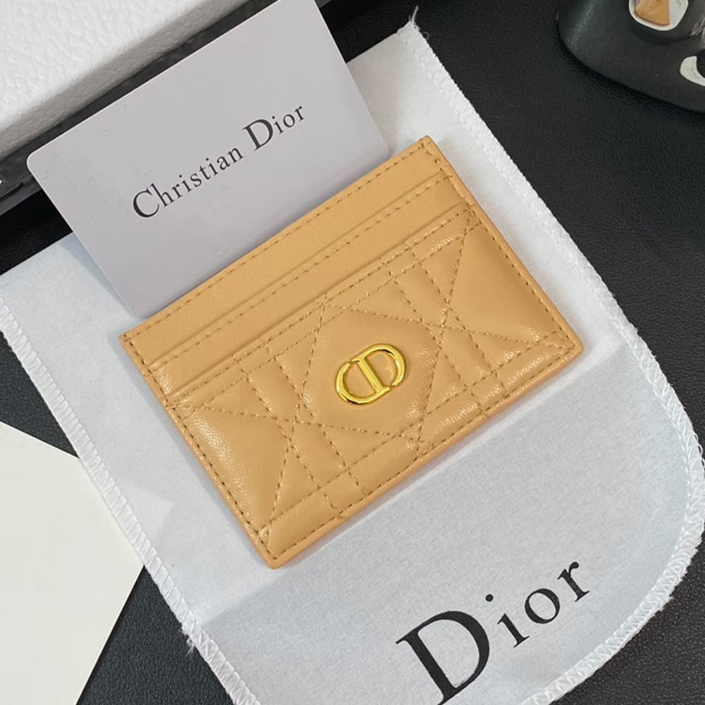 Dior Cannage Quilted Leather Luxury Card Holder – Gold CD Logo (5 Card Slots)