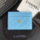 Chanel Diamond Quilted Luxury Card Holder - Gold-toned CC Logo (5 Card Slots)
