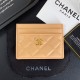 Chanel Diamond Quilted Luxury Card Holder - Gold-toned CC Logo (5 Card Slots)