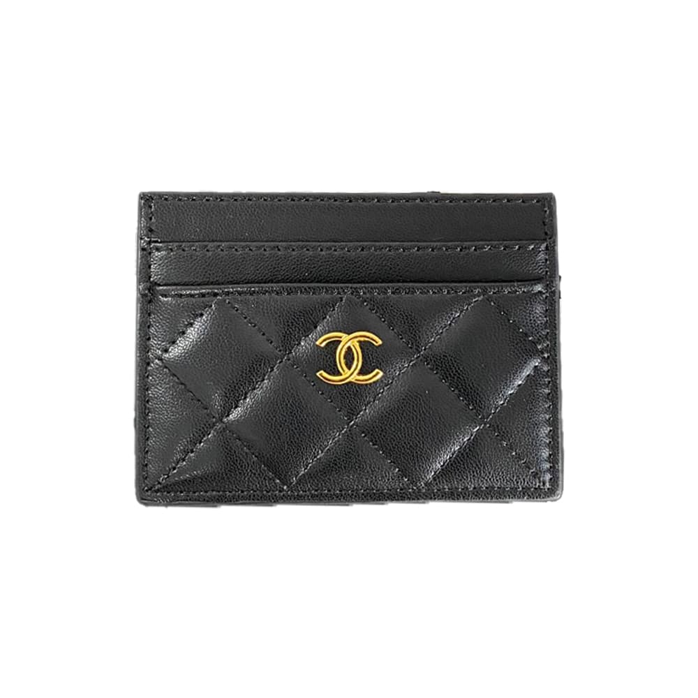 Chanel Diamond Quilted Luxury Card Holder - Gold-toned CC Logo (5 Card Slots)