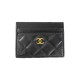 Chanel Diamond Quilted Luxury Card Holder - Gold-toned CC Logo (5 Card Slots)