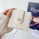 Dior Cannage Quilted Leather Foldable Luxury Card Holder - Gold CD Logo