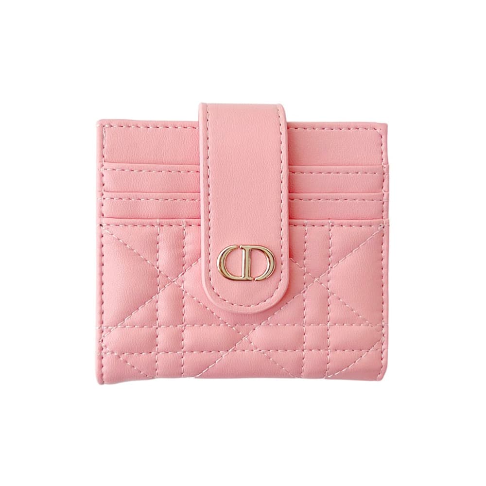 Dior Cannage Quilted Leather Foldable Luxury Card Holder - Gold CD Logo