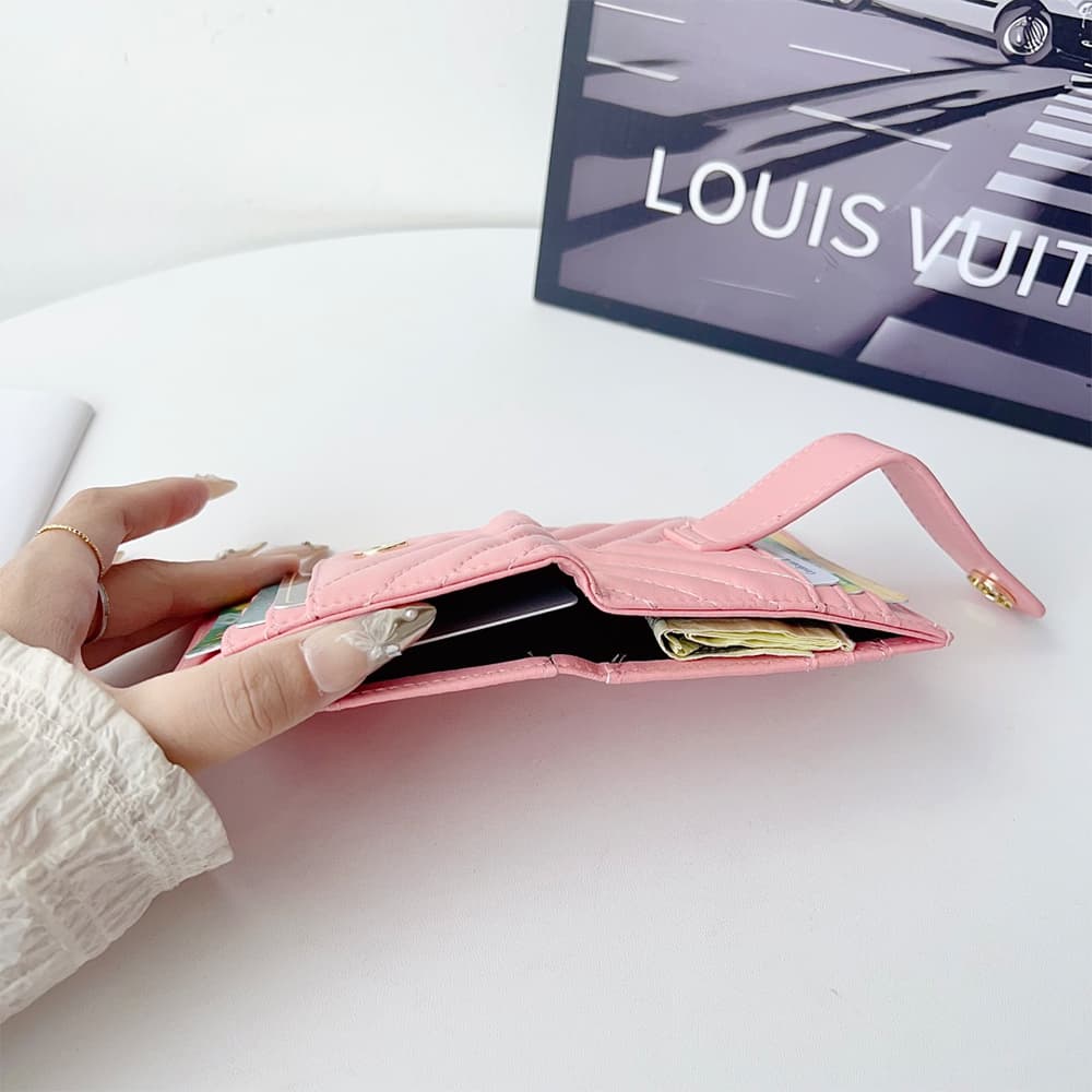 YSL V-Stitch Foldable Luxury Card Holder - Gold Logo & Quilted Leather | Designer Wallet