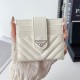 Prada Triangle Logo Foldable Luxury Card Holder - V-Stitch Leather | Designer Slim Wallet
