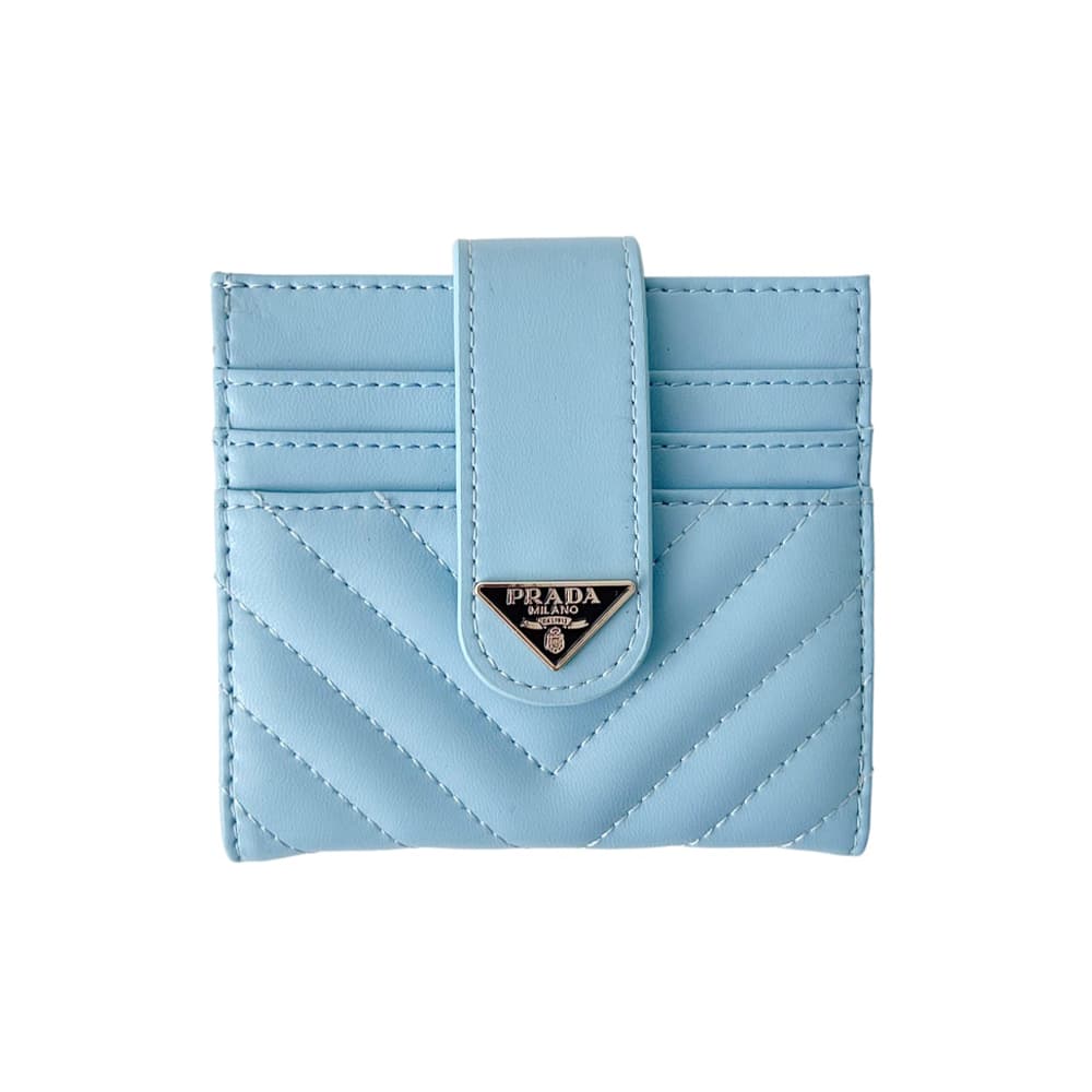 Prada Triangle Logo Foldable Luxury Card Holder - V-Stitch Leather | Designer Slim Wallet