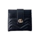 Gucci Wave Foldable Luxury Card Holder - Signature GG Metal Logo & Designer Slim Leather Wallet