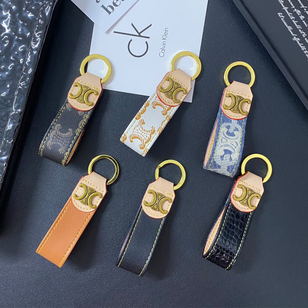 Celine Triomphe Keychain with Monogram - Luxury Designer Key Ring