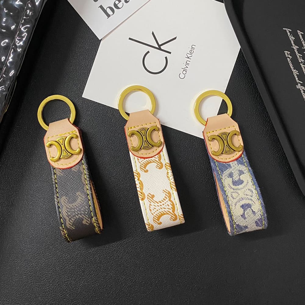 Celine Triomphe Keychain with Monogram - Luxury Designer Key Ring