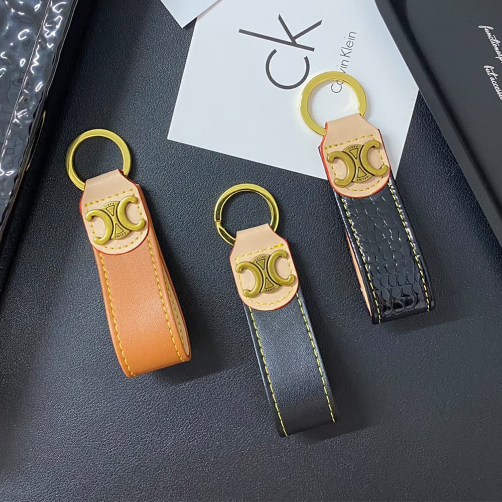 Celine Triomphe Keychain with Monogram - Luxury Designer Key Ring