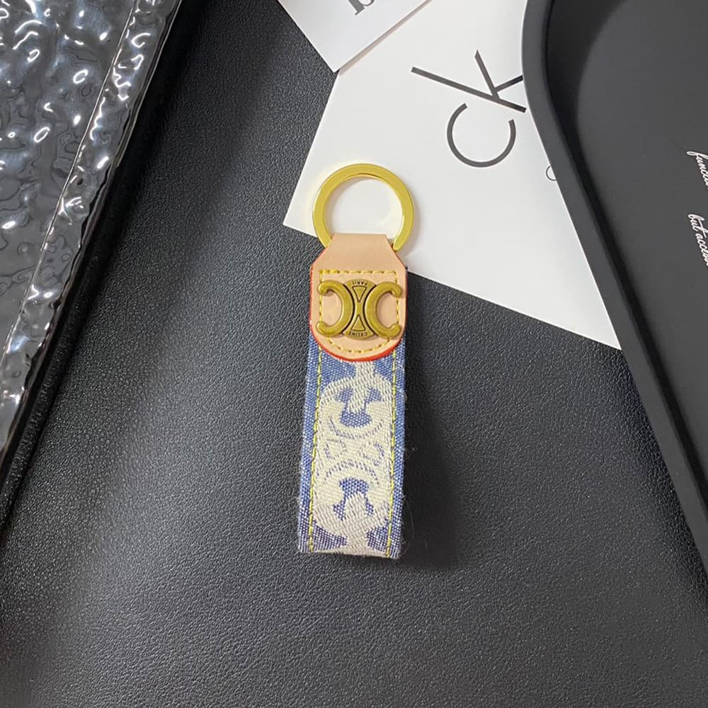 Celine Triomphe Keychain with Monogram - Luxury Designer Key Ring