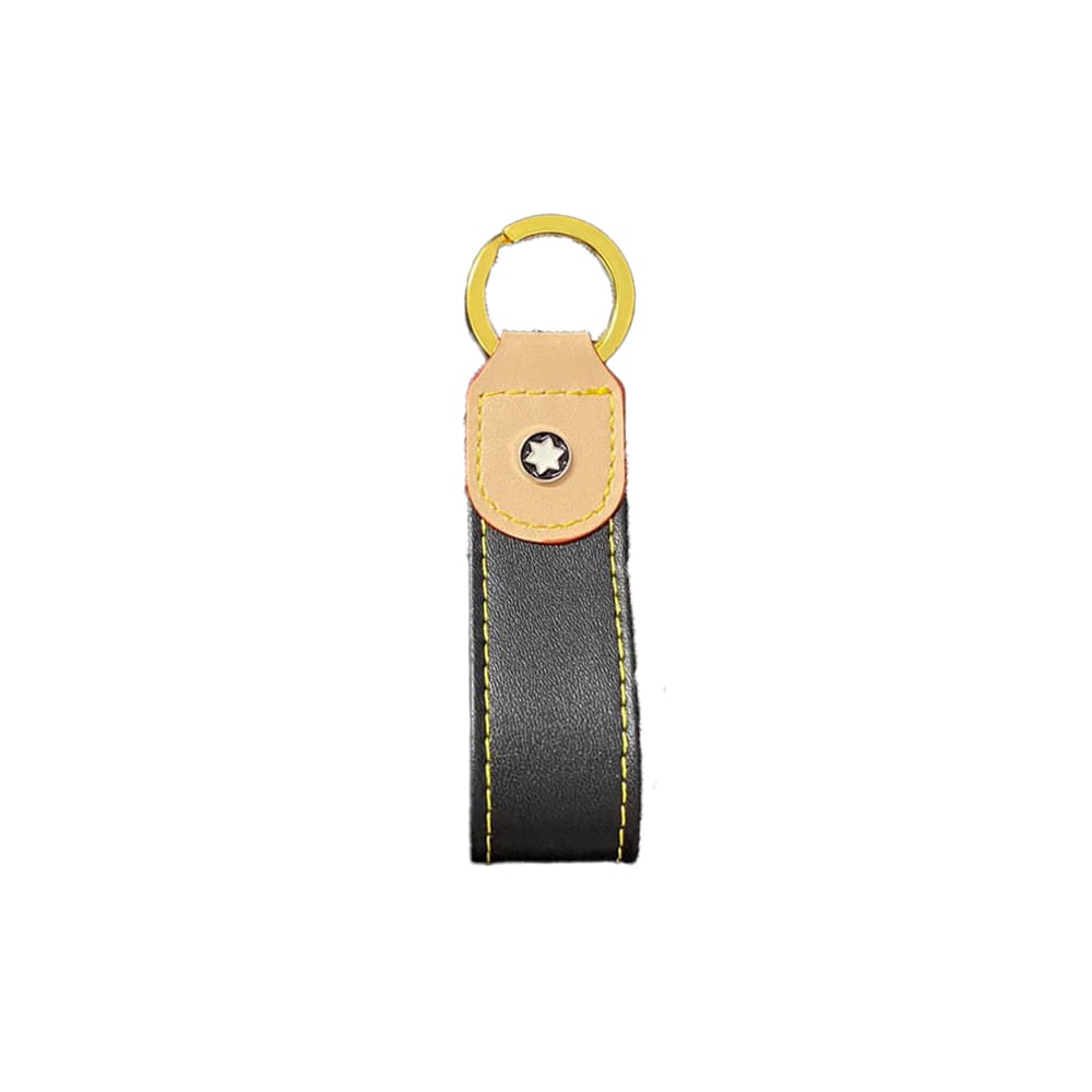 Montblanc Star Keychain - Luxury Leather Key Ring with Gold-Tone Accents