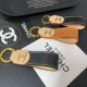 CHANEL CC Logo Keychain - Luxury Leather Key Ring with Gold Accents