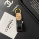 CHANEL CC Logo Keychain - Luxury Leather Key Ring with Gold Accents