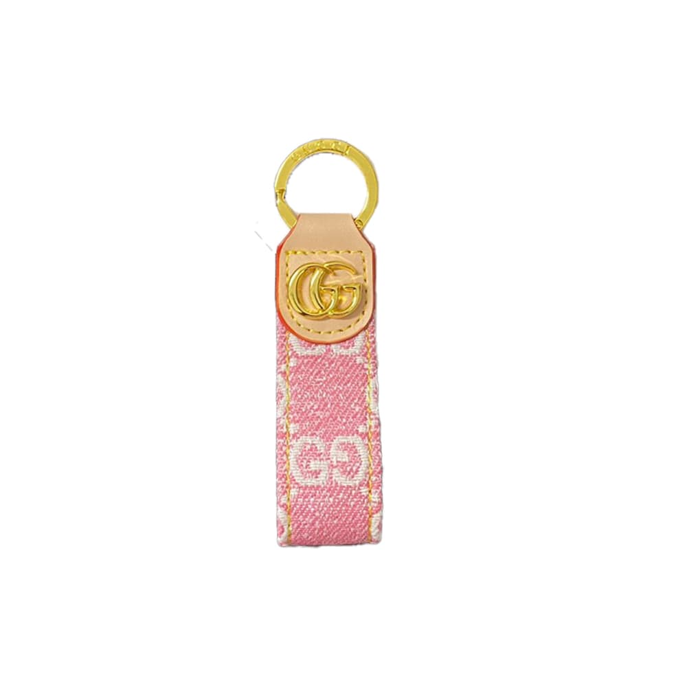 Gucci Luxury Keychain - GG Monogram & Gold-Tone Hardware in Premium Denim/Leather
