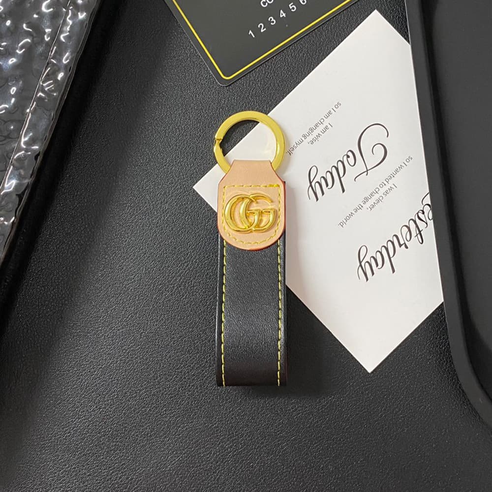 Gucci Luxury Keychain - GG Monogram & Gold-Tone Hardware in Premium Denim/Leather