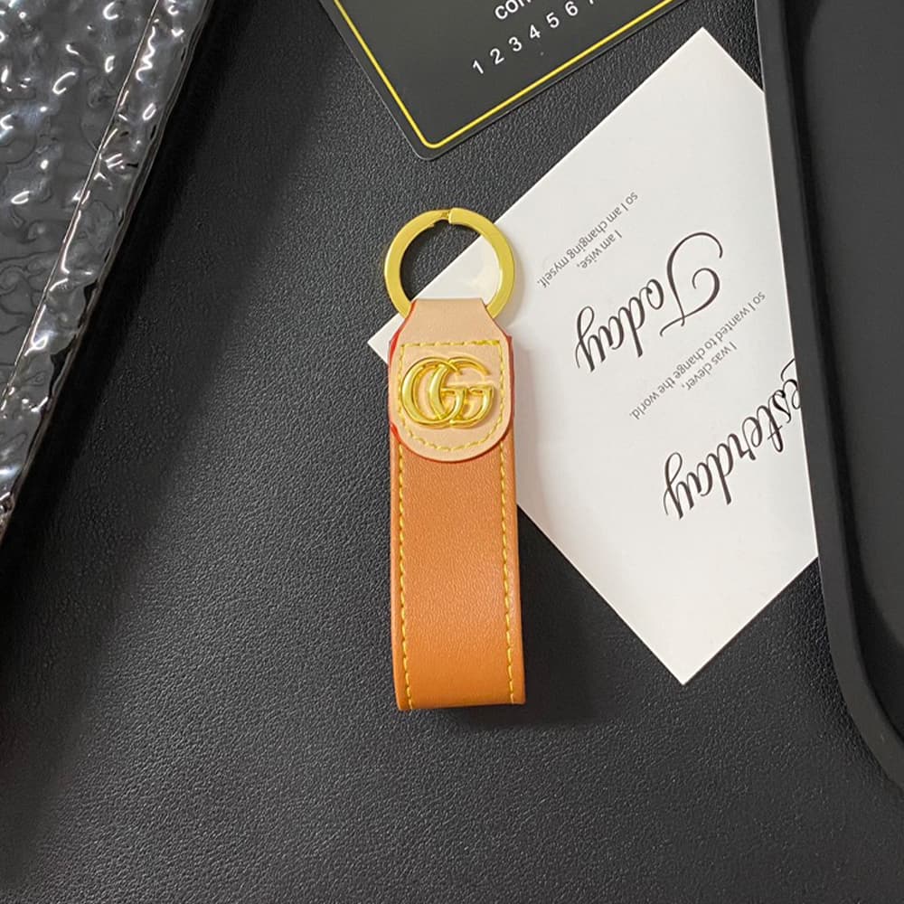 Gucci Luxury Keychain - GG Monogram & Gold-Tone Hardware in Premium Denim/Leather