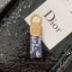 Dior Luxury Keychain - Oblique Pattern & Gold CD Logo in Premium Leather/Jacquard