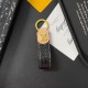 Louis Vuitton Luxury Keychain - Monogram Pattern & Gold LV Logo in Premium Denim/Leather