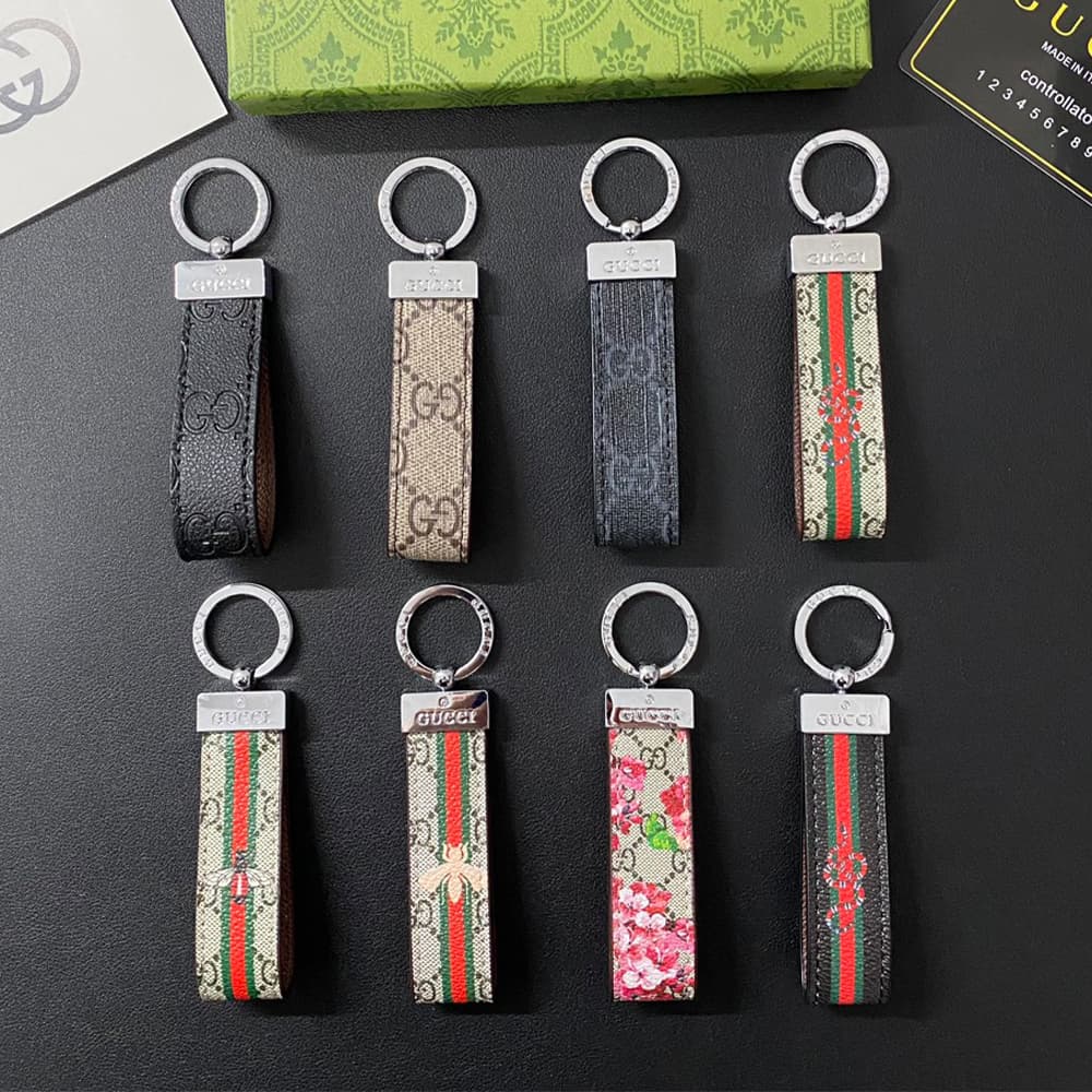 Gucci Silver-toned Ring Keychain - GG Monogram & Signature Accents in Premium Canvas/Leather