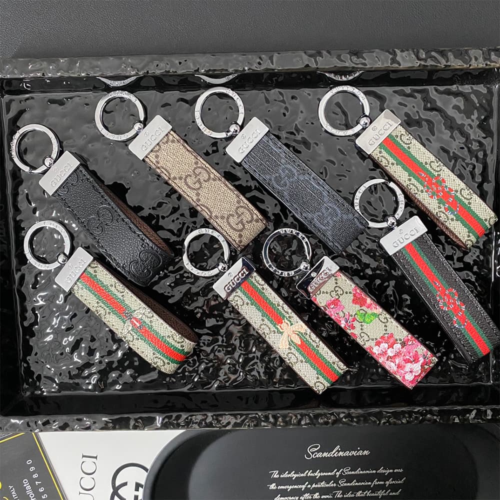 Gucci Silver-toned Ring Keychain - GG Monogram & Signature Accents in Premium Canvas/Leather