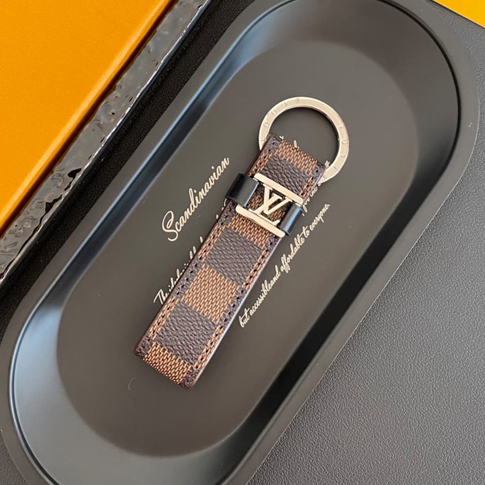 Louis Vuitton Keychain with Silver Metal Logo -  Monogram & Damier Patterns Accents