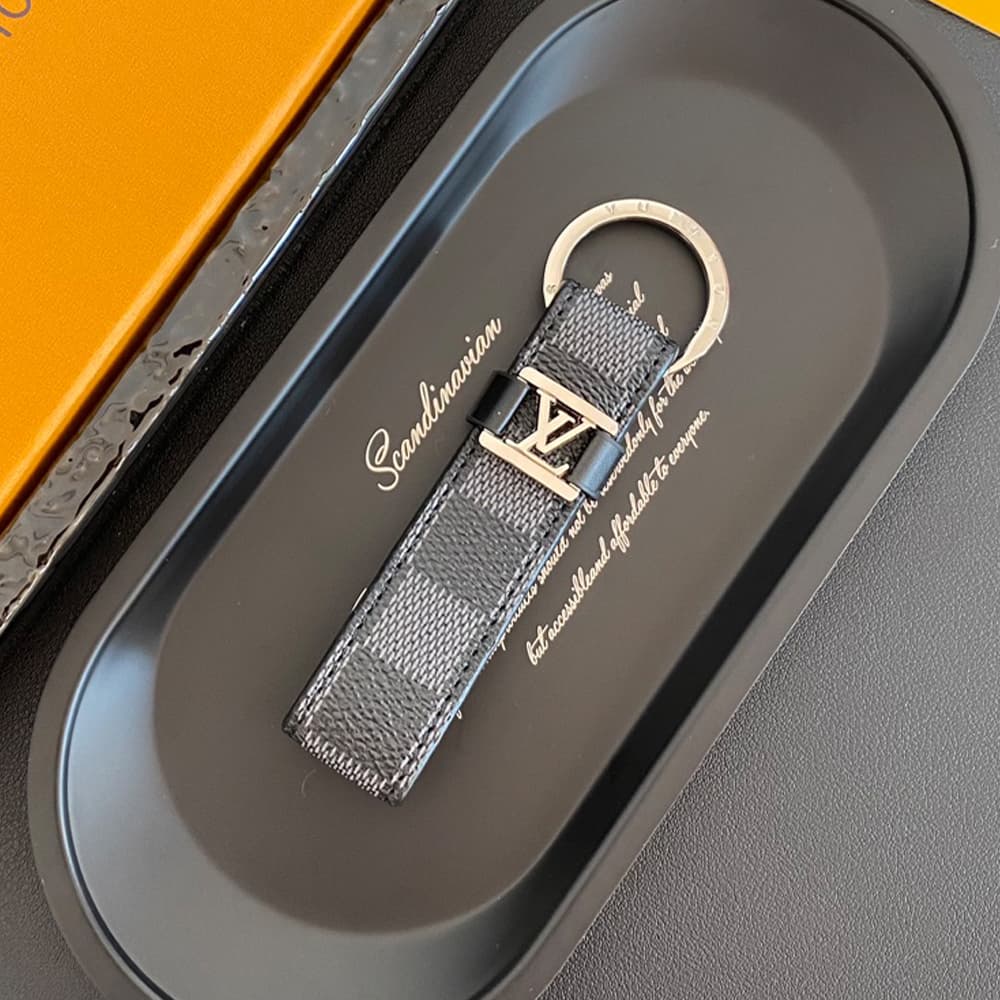 Louis Vuitton Keychain with Silver Metal Logo -  Monogram & Damier Patterns Accents
