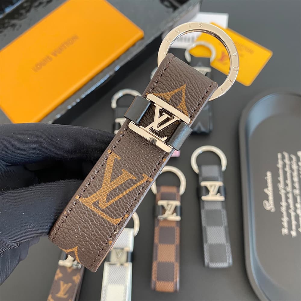 Louis Vuitton Keychain with Silver Metal Logo -  Monogram & Damier Patterns Accents