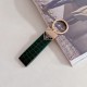 Prada Crocodile Embossing Leather Luxury Keychain - Signature Triangle Logo with Gold-Tone Hardware
